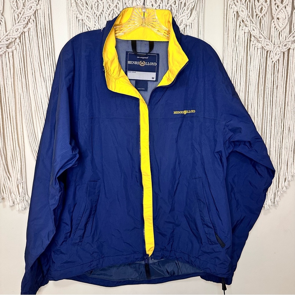 Henri Lloyd Men's Windbreaker Sailing Jacket in Navy and Yellow